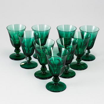 VINGLAS, 9 st "Bergh", design Elis Bergh för Kosta, 1900-talets mitt/andra hälft.