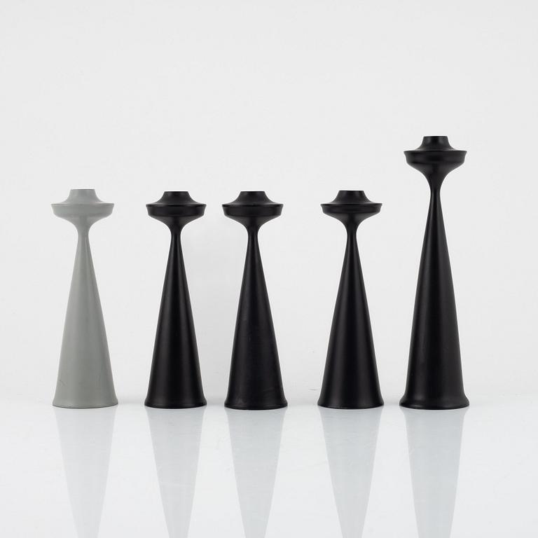 Fixe turned wooden candle sticks, Laurids Lønborg, Denmark, 1960's.