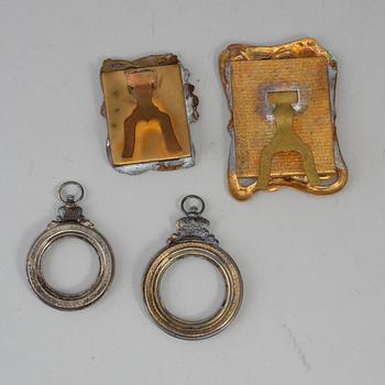 MINIATYRRAMAR, 4 st, varav 2 silver, omkring år 1900.