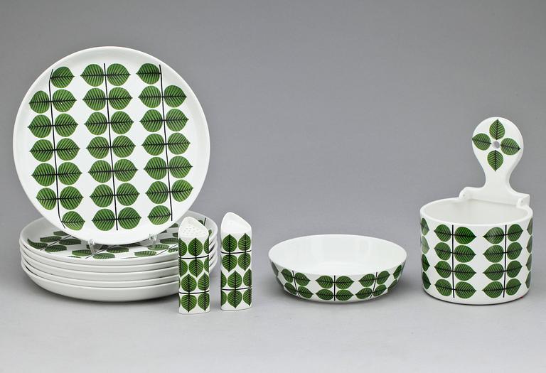 MATSERVIS, 11 delar, porslin, "Berså", Stig Lindberg, Gustavsberg, 1900-talets mitt.
