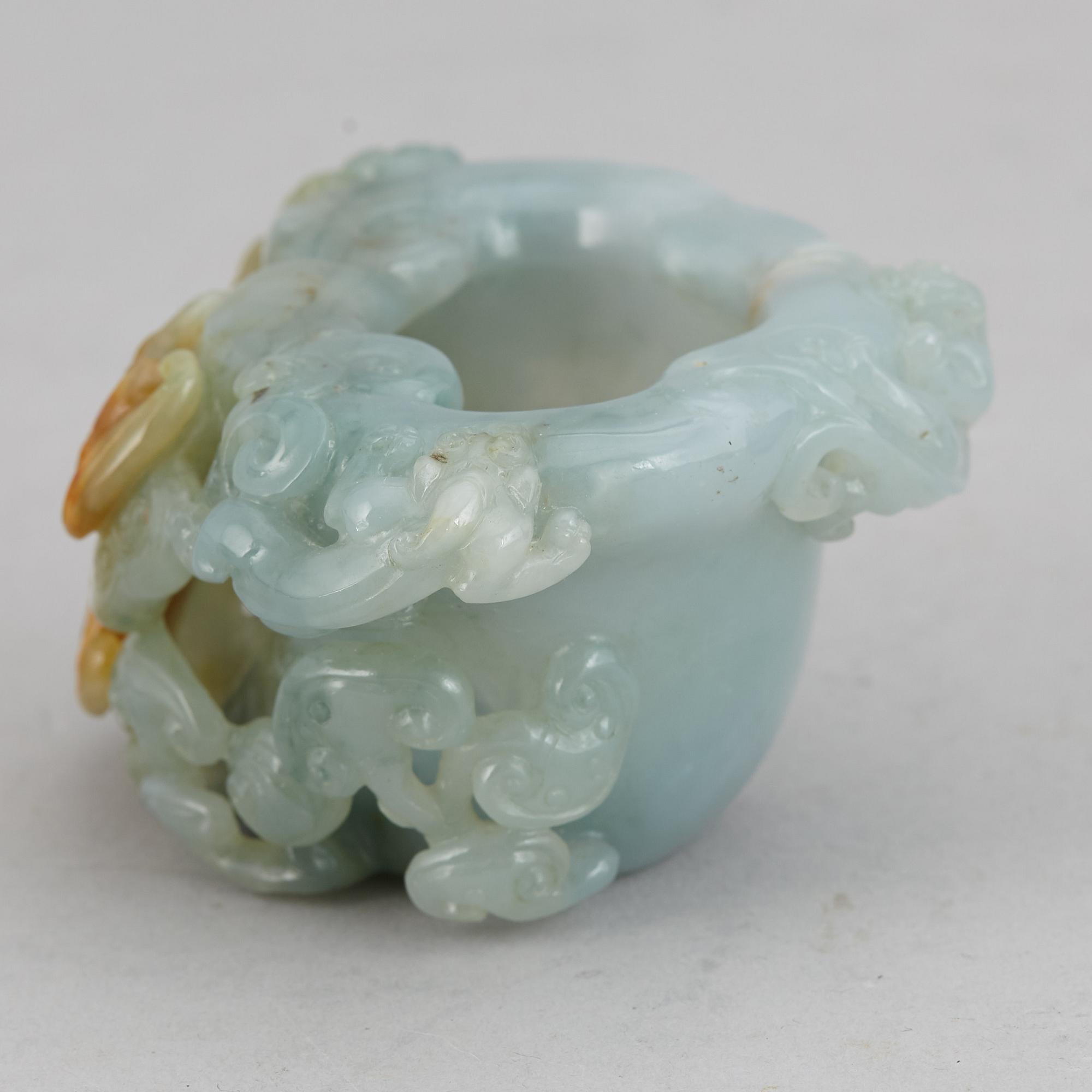 A group of three nephrite objects, Qing dynasty.