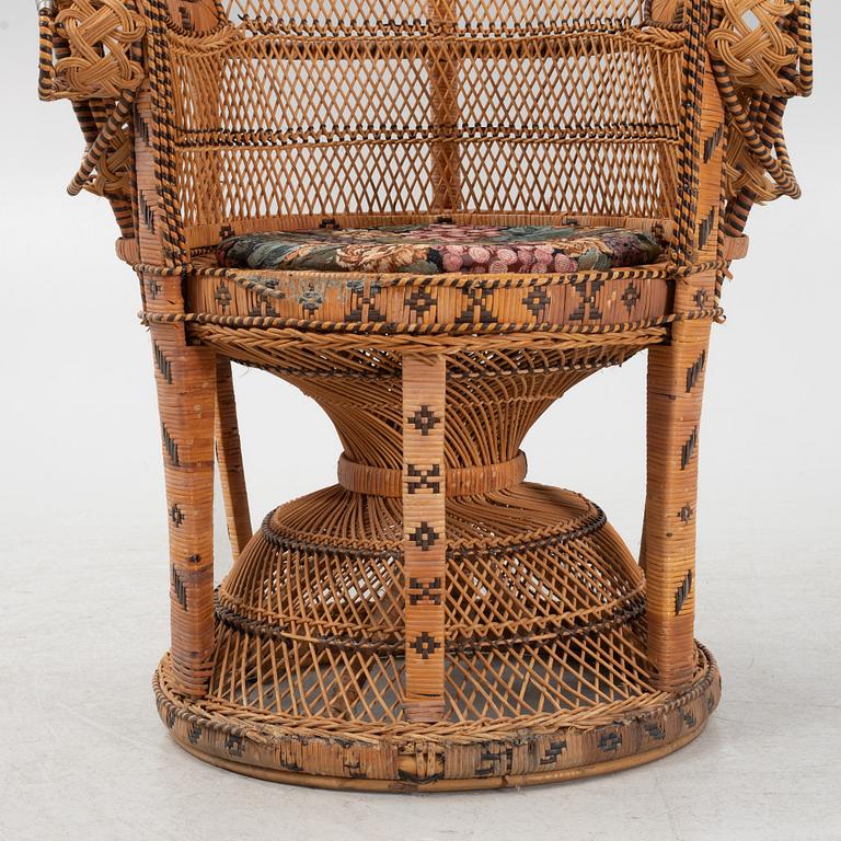 A peacock rattan chair, 20th Century.
