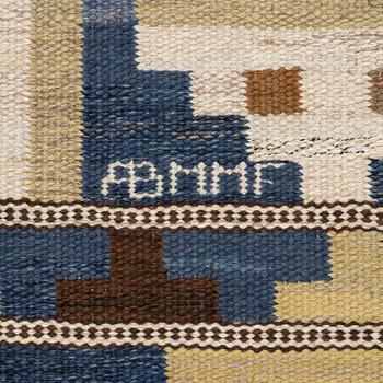 Märta Måås-Fjetterström, a carpet, 'Blå natt och dag', flat weave, c. 300 x 192 cm, signed MMF.