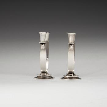 A pair of Gunlach Pedersen sterling candelabra, Georg Jensen, Copenhagen 1925-32, design nr 623.