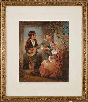 OKÄND KONSTNÄR, blandteknik, trol England 1800-tal. Bär otydl sign.