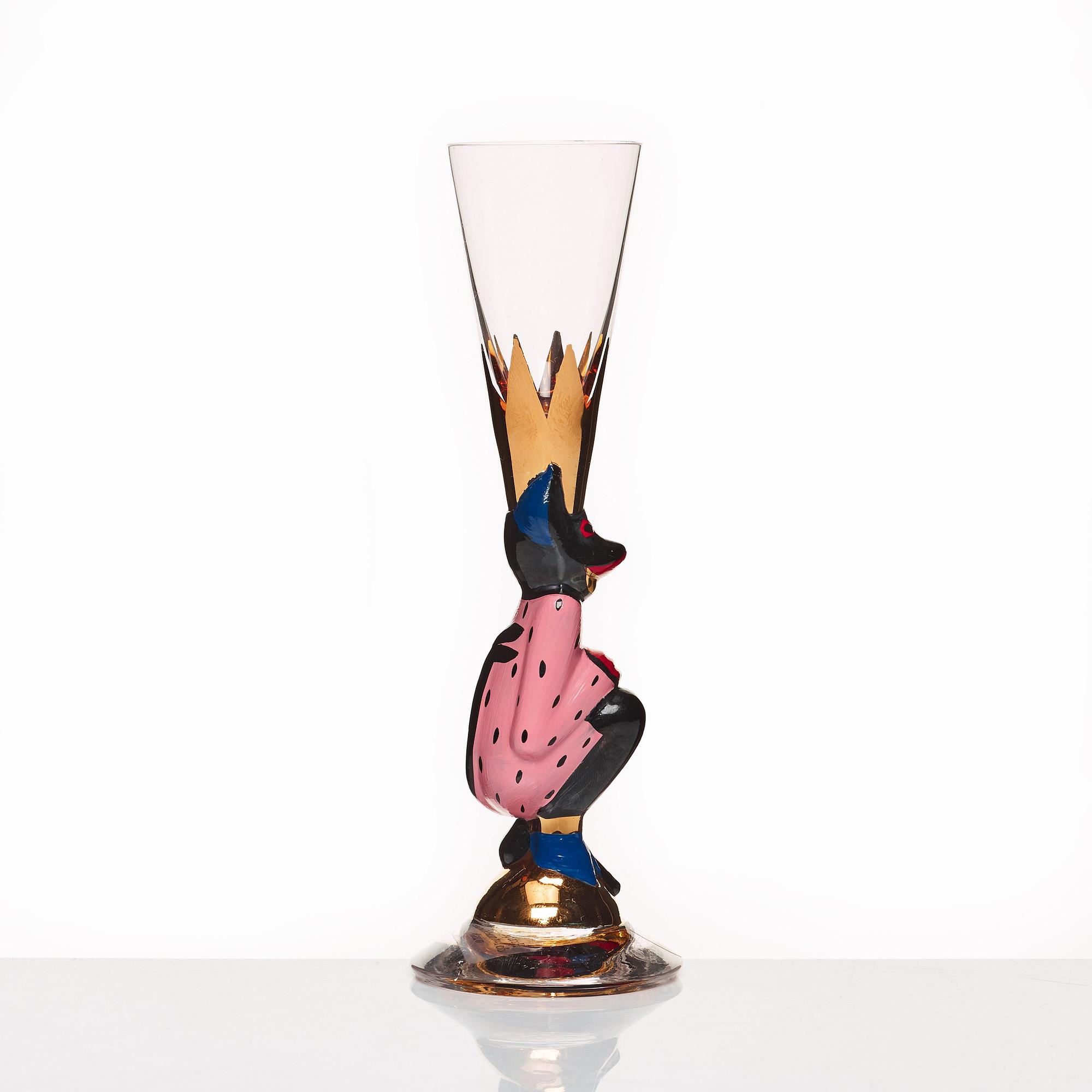 Gunnar Cyrén, a set of 18 "Devil" shot glasses, from the "Nobel" series, Orrefors, Sweden post 1996.