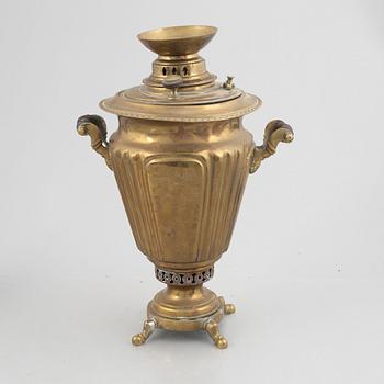 A Russian brass samovar, around 1900.