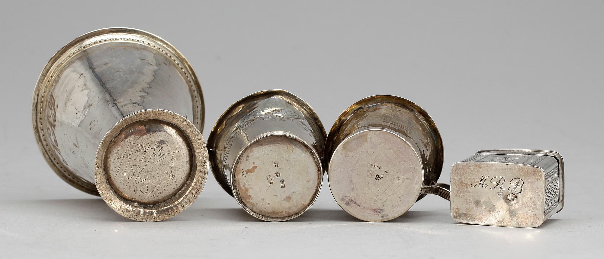 PARTI SILVER, 4 delar, bla Pehr Blommert, 1828. Tot vikt ca 120g.
