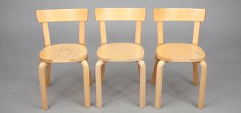 STOLAR 3 st, modell 68, Alvar Aalto, Artek. Formgiven 1935.