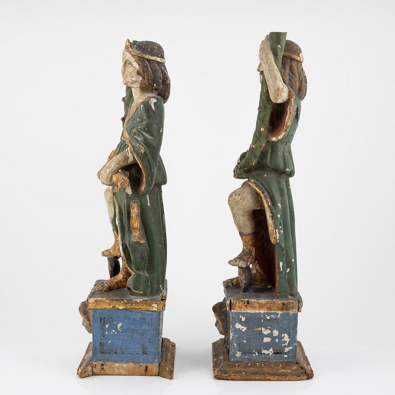 Sakrala skulpturer, ett par, 1700-tal.