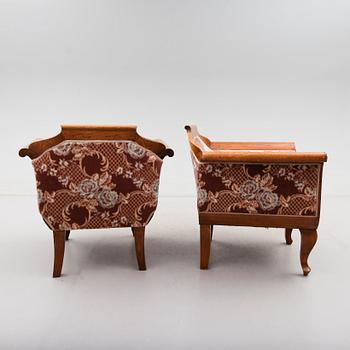 FÅTÖLJER, 1 par, Karl Johanstil, 1900-talets början.