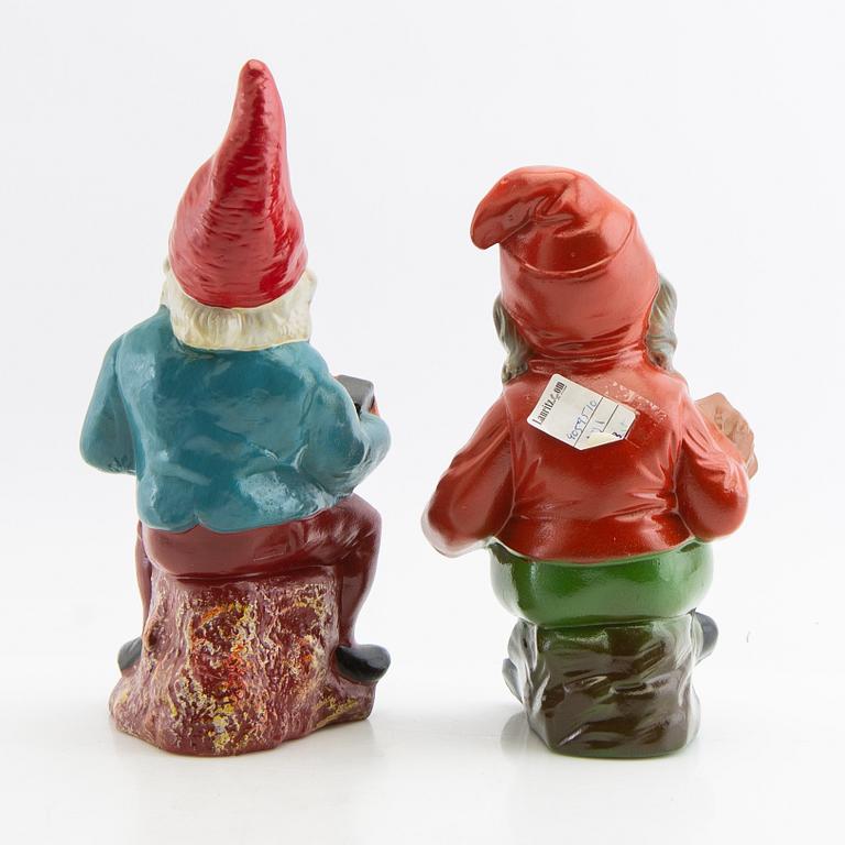 A collection of gnomes 12 pcs mid/late 20th century mostly painted terracotta.