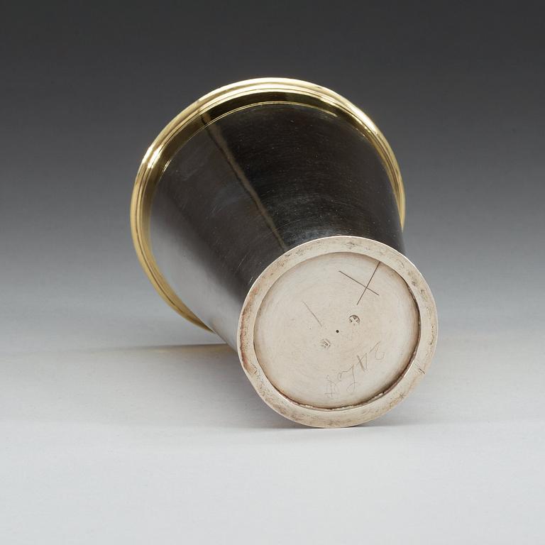 A Baltic early 18th century parcel-gilt beaker, makers mark of Reinhold Schröder (1683-1710), Reval.