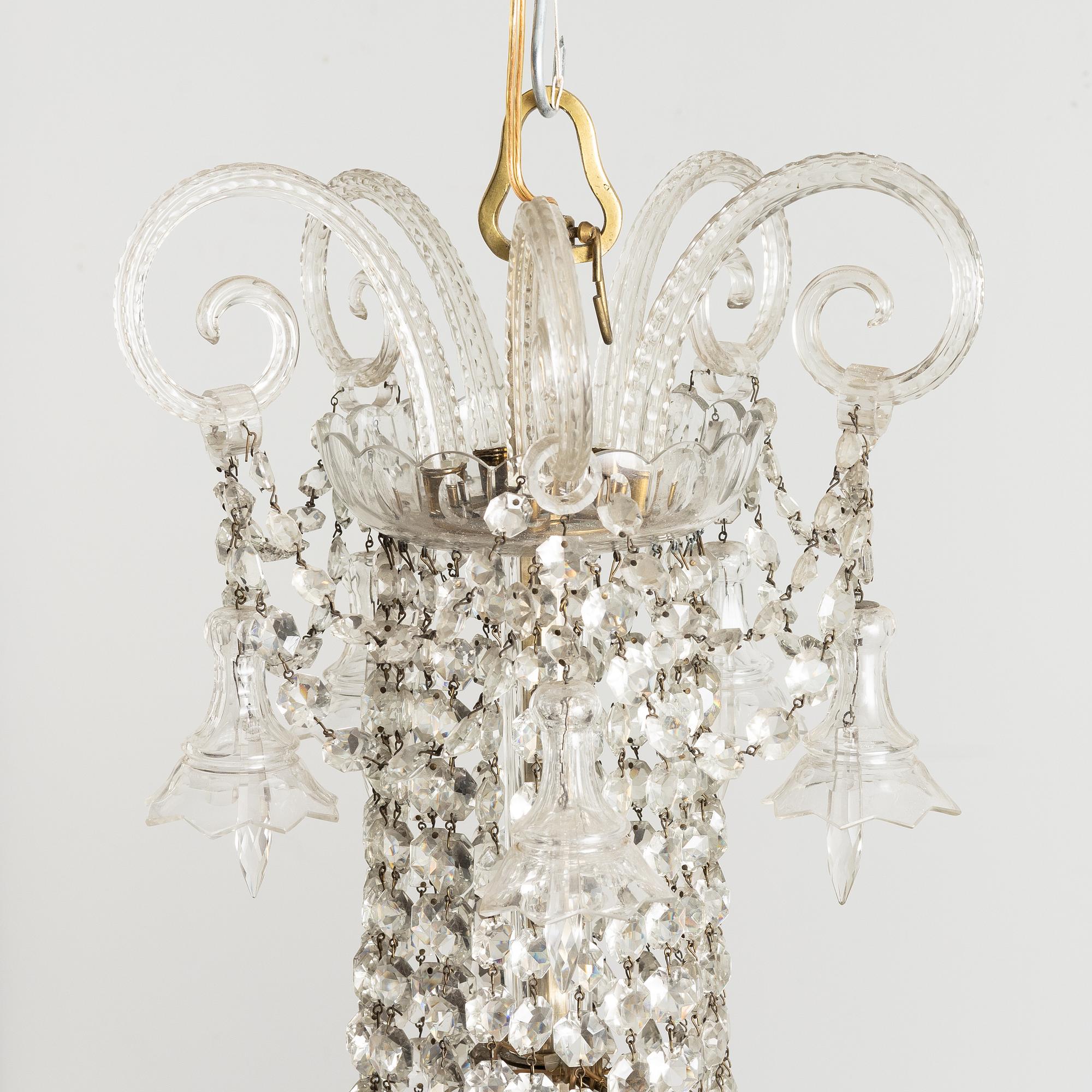 A cut-glass chandelier, first part 20th century.