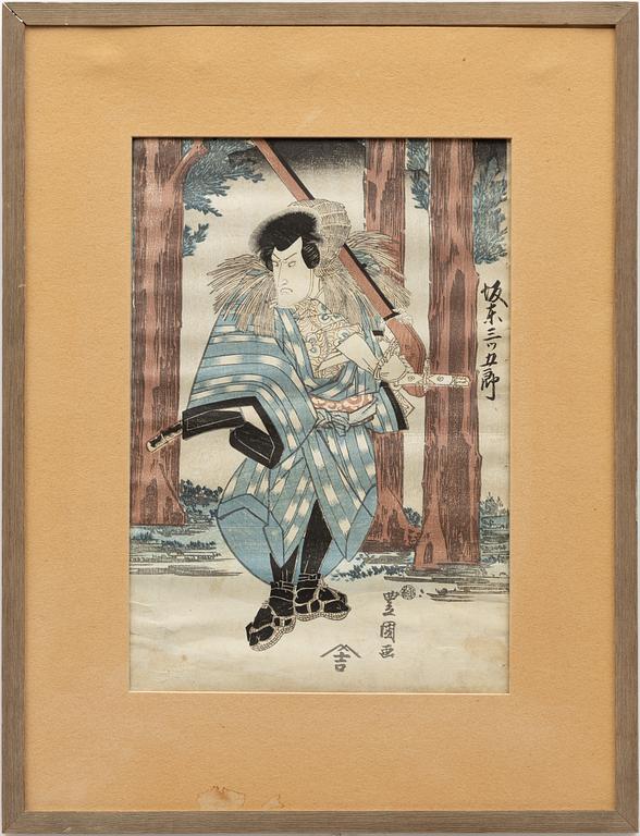 Utagawa Kunisada, 'Ghost', 'Warrior' and Yoshitaki 'Kabuki actor'.
