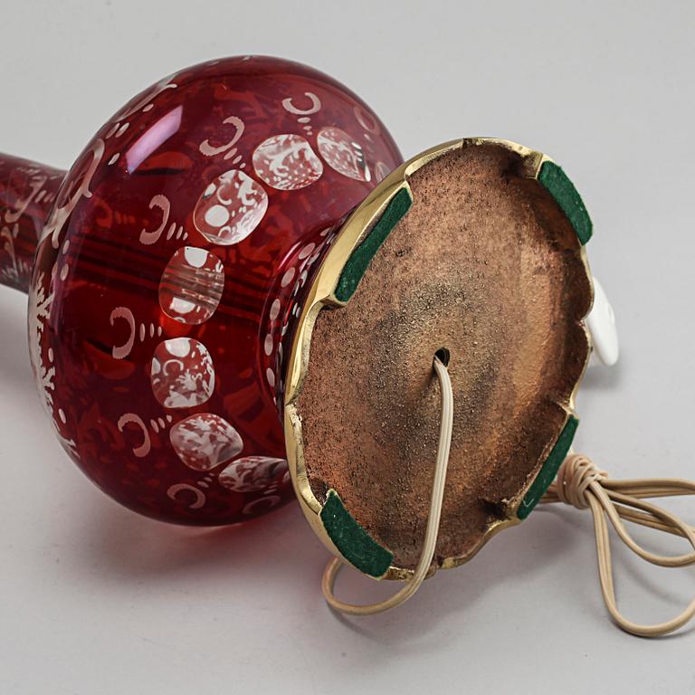 A table lamp, so called Bohemian glass, first half of the 20th century.