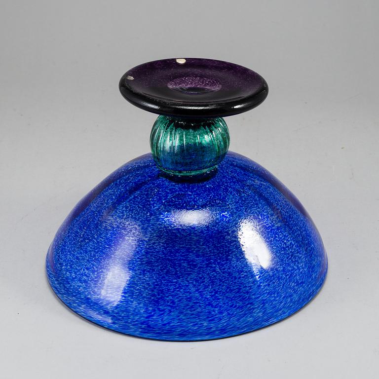 A Gunnel Sahlin footed glass bowl, for Kosta Boda, signed.