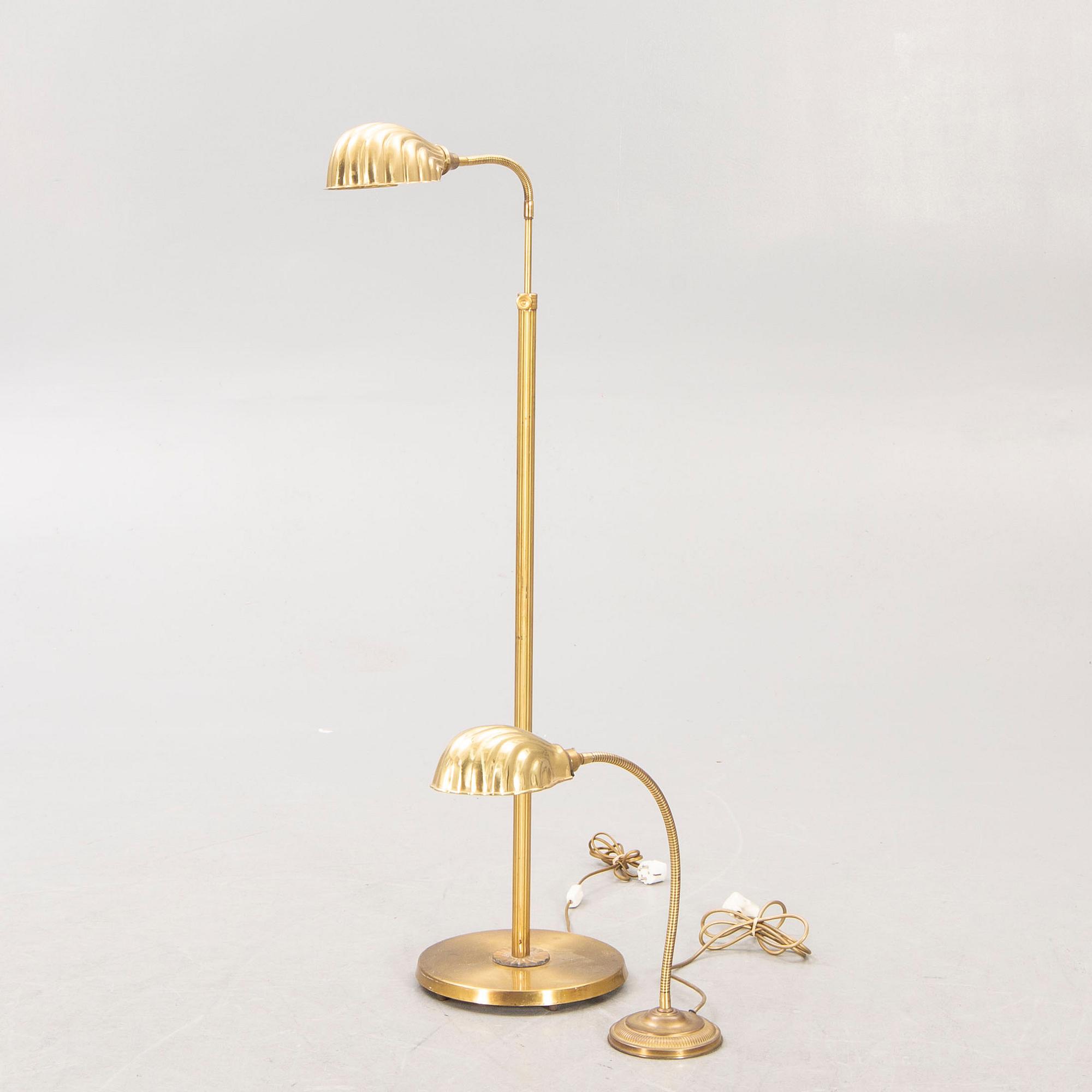 Golvlampa samt bordslampa 1900-talets mitt andra hälft.
