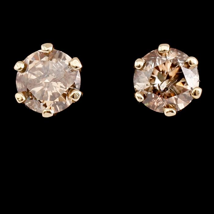 ÖRHÄNGEN, 1 par, 14 k guld, solitära briljantslipade diamanter tot ca 1.46 ct.
