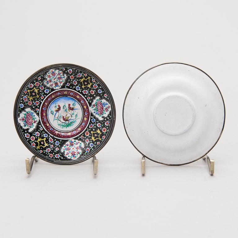 A 7-piece Persian coffee set, circa 1900.
