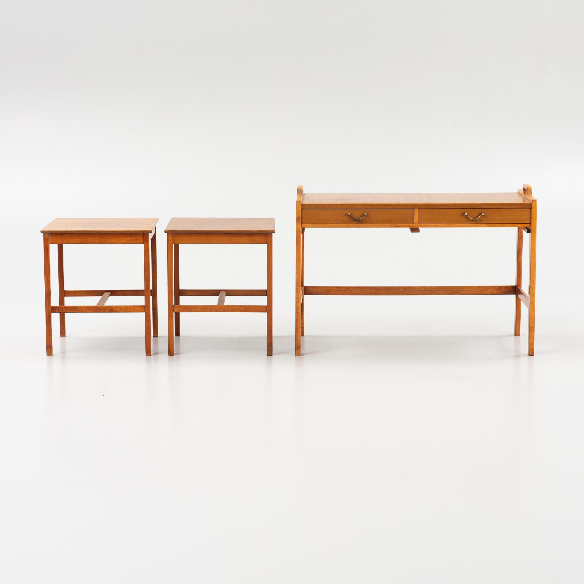 Gunnar Myrstrand & Sven Engström, a nesting table from the 'Ideal' series, AB Skaraborgs Möbelindutri, Sweden, 1950's.