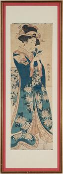 KATSUKAWA SHUNSEN (1762-1830), efter, färgträsnitt. Japan, 1800-tal.