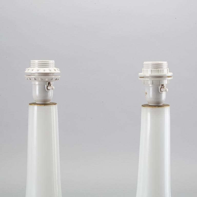 A pair of glass table lamps, mid 20th century.