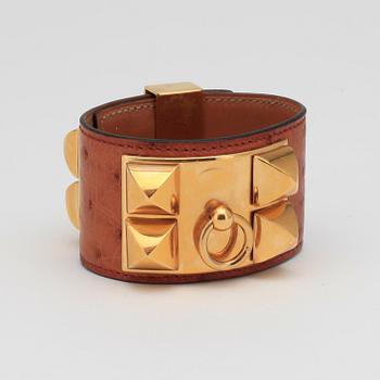 HERMÈS, an ostrich leather "Collier de Chien" bracelet.