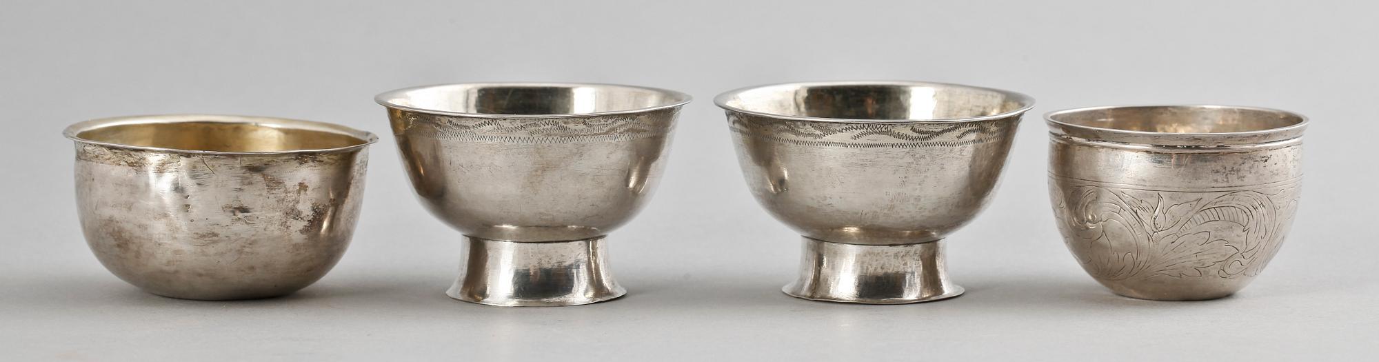 TUMLARE, 4 st, silver, bl a CP Modin, Sundsvall, 1788. Tot ca 65 gr.