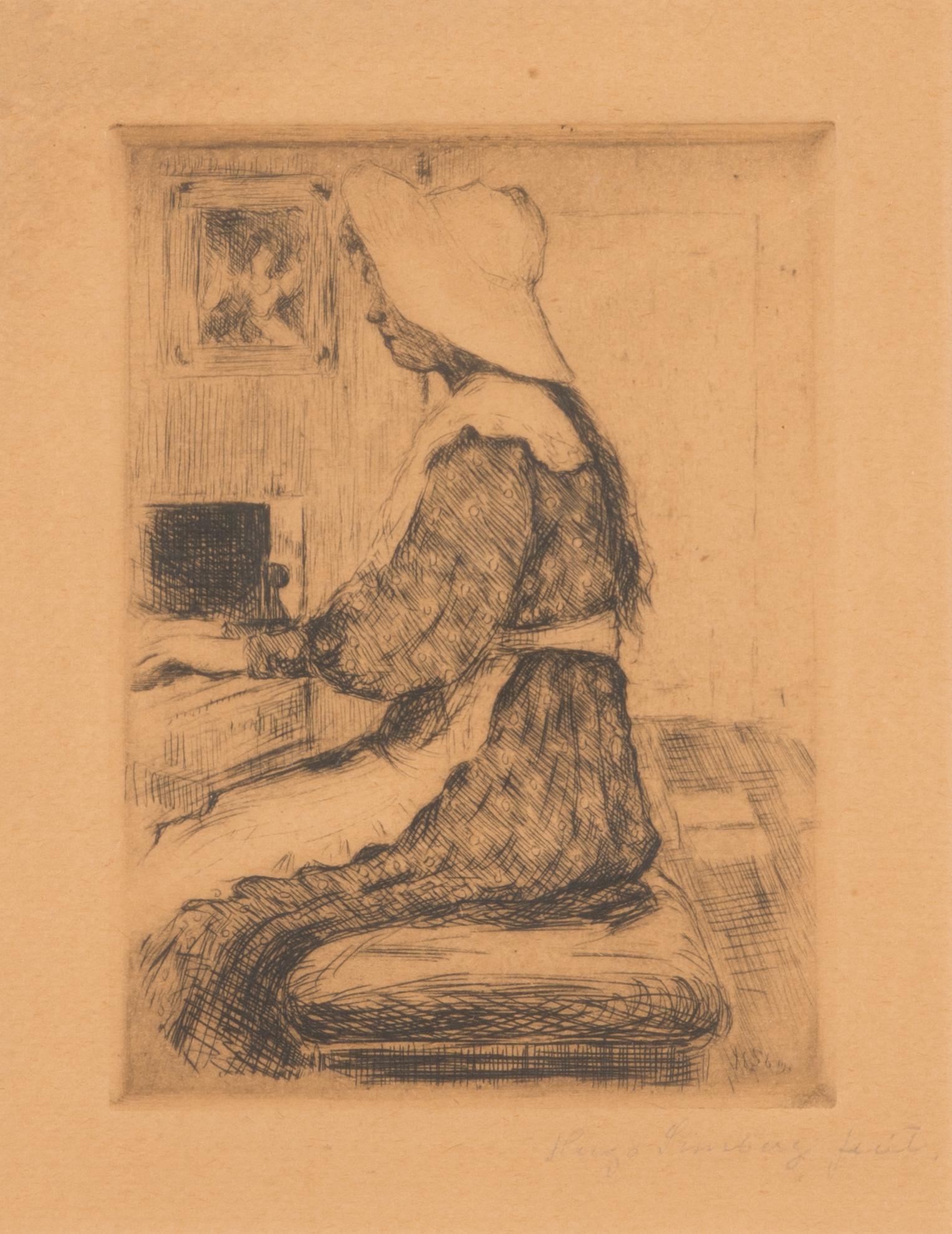 Hugo Simberg, viivasyövytys ja kuivaneula, laattasigneerattu ja signeerattu fecit lyijykynällä.