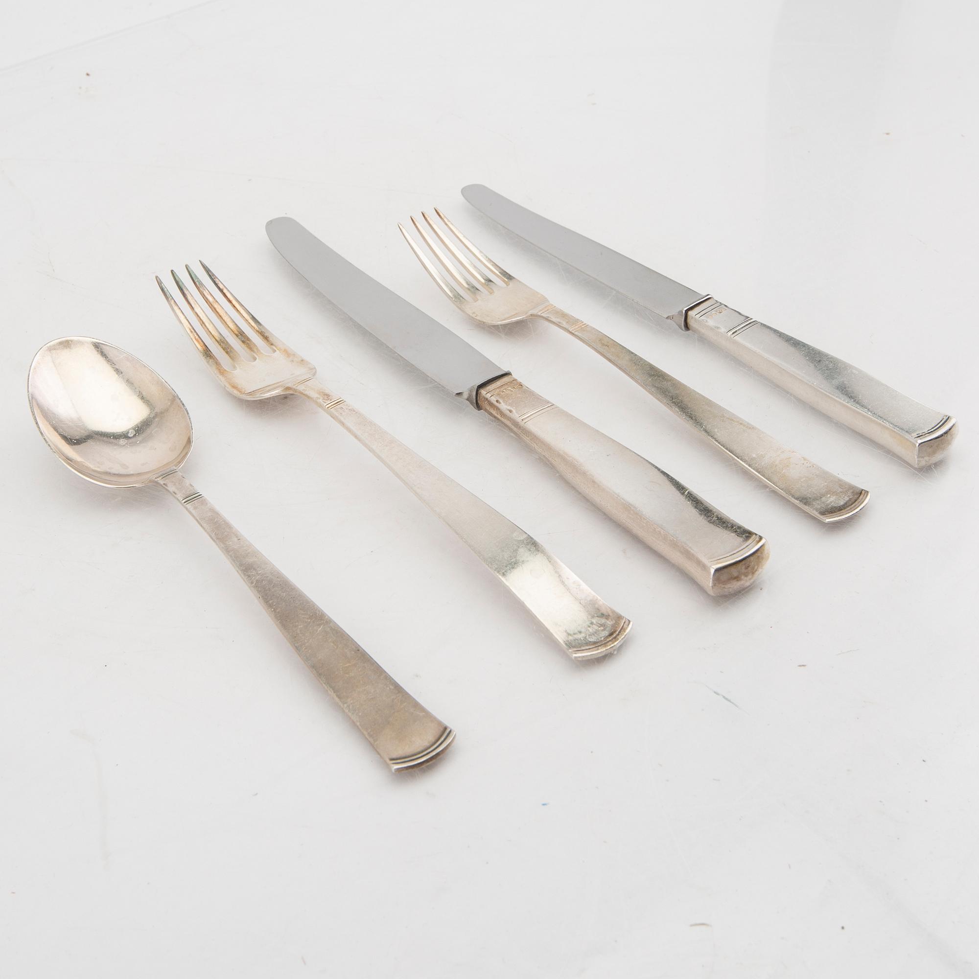 A SWedish 20th century set of  69 pcs of sivler cutlery Rosenholm mark of GAB Stocholm total weight 3190 grams.