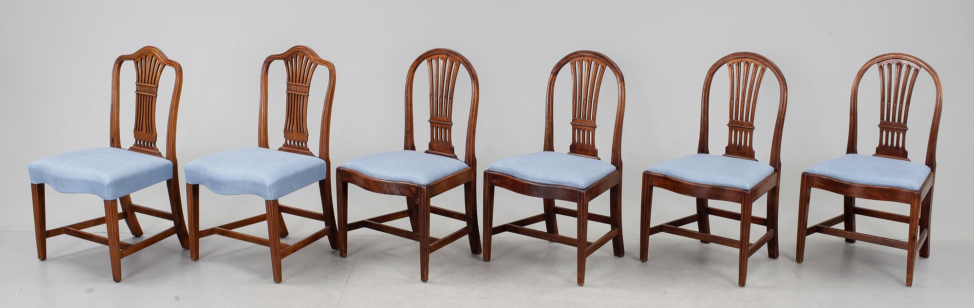 STOLAR, 4 + 2 st, Hepplewhite, England, 1800-tal.