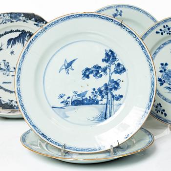 Tallrikar, 10 st, kompaniporslin, Kina, Qingdynastin, Qianlong (1736-95).