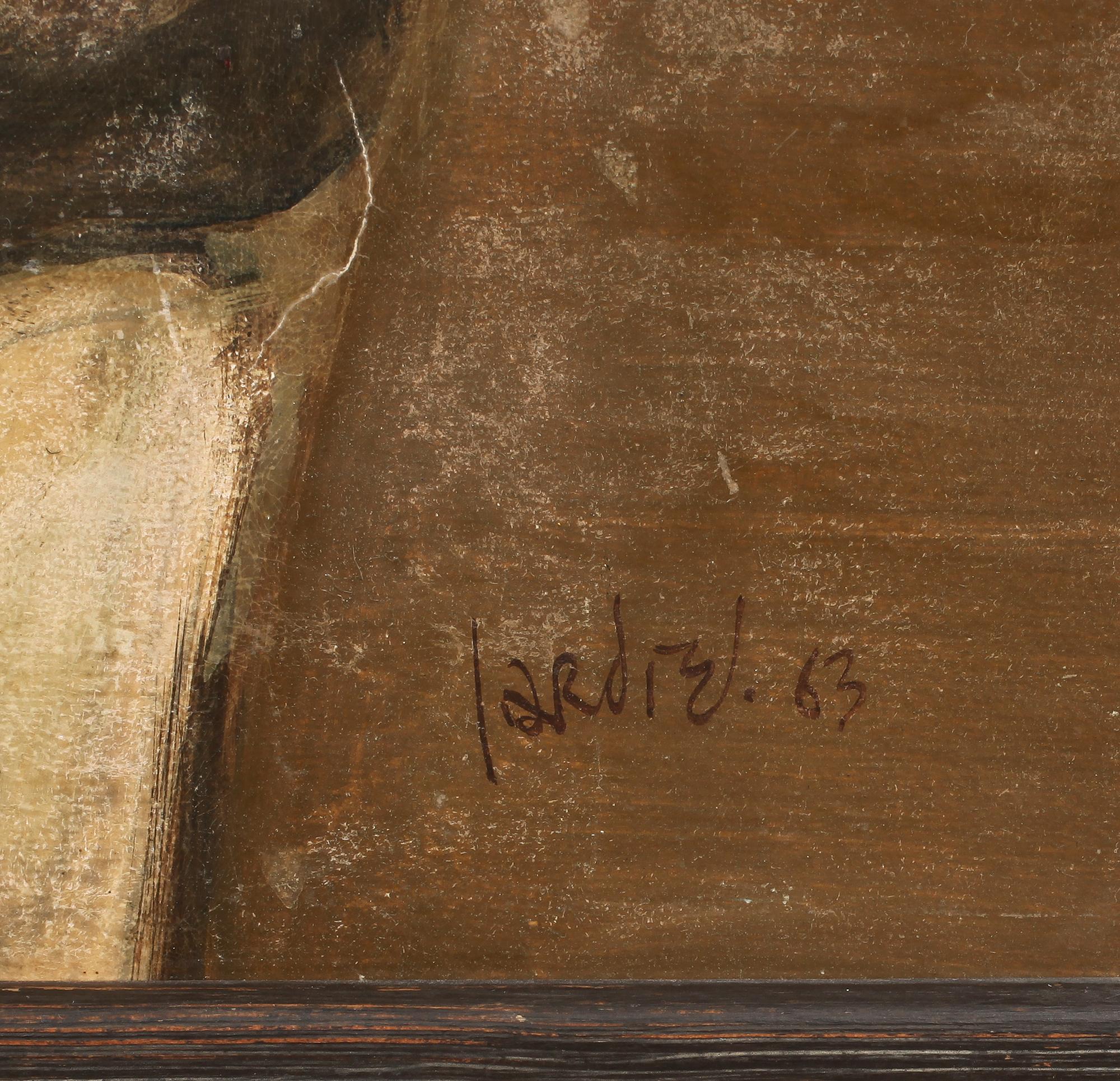 JOSÉ PAREDES JARDIEL, blandteknik på duk fästad på masonitpannå, sign och dat -63.