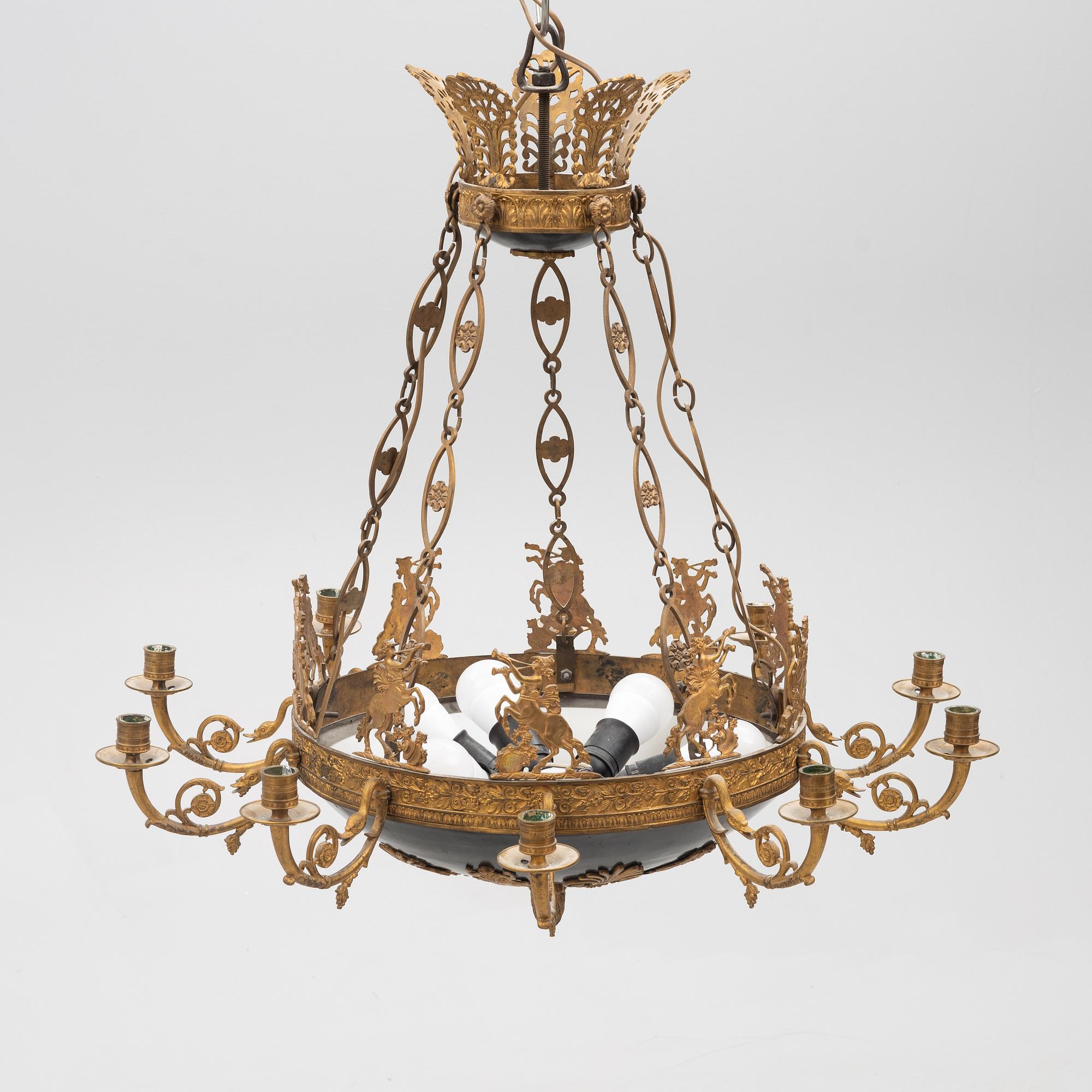 An Empire style ceiling light, laterpart of the 19th century.