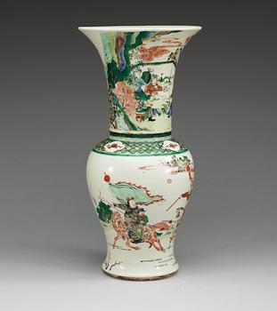 A famille verte yenyen vase, Qing dynasty with Kangxis six character mark.