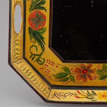 A lacquered tin tray, Sweden 19th C.