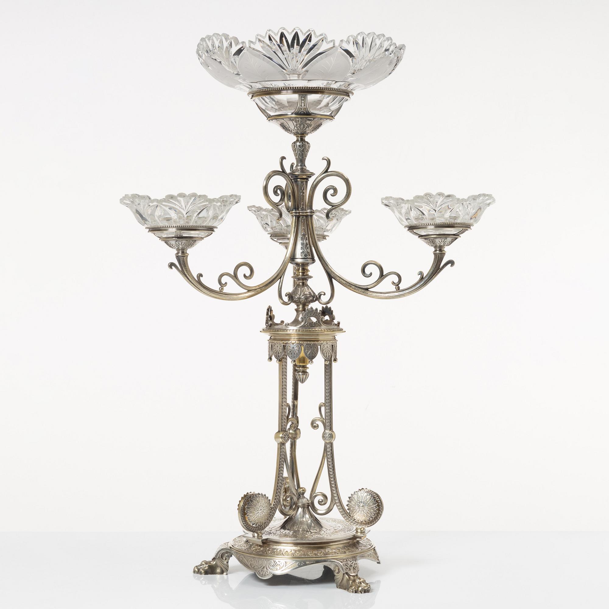 Bordsuppsats, nysilver, Elkington & Co, England, 1862.