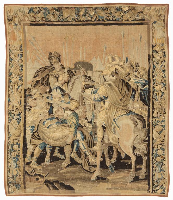 Vävd tapet-fragment, gobelängteknik, ca 294 x 251 cm, Flandern, 1600-tal.