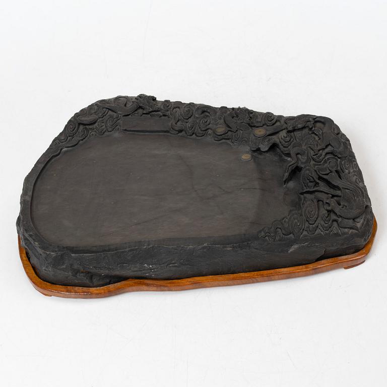 Tuschsten, signerad, Kina, 1980-tal.