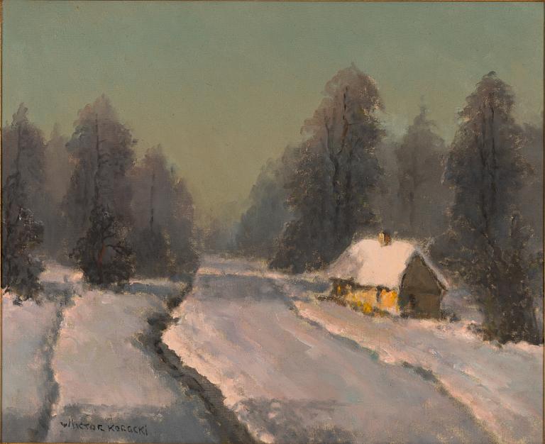 Wiktor Korecki, Winter Landscape with House.