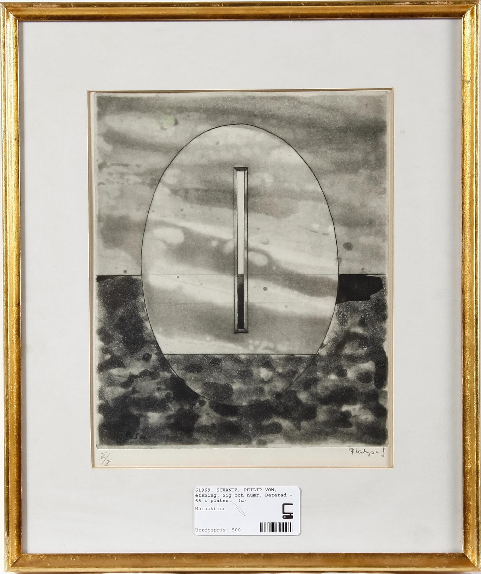 SCHANTZ, PHILIP VON, etsning. Sig och numr. Daterad -66 i plåten.