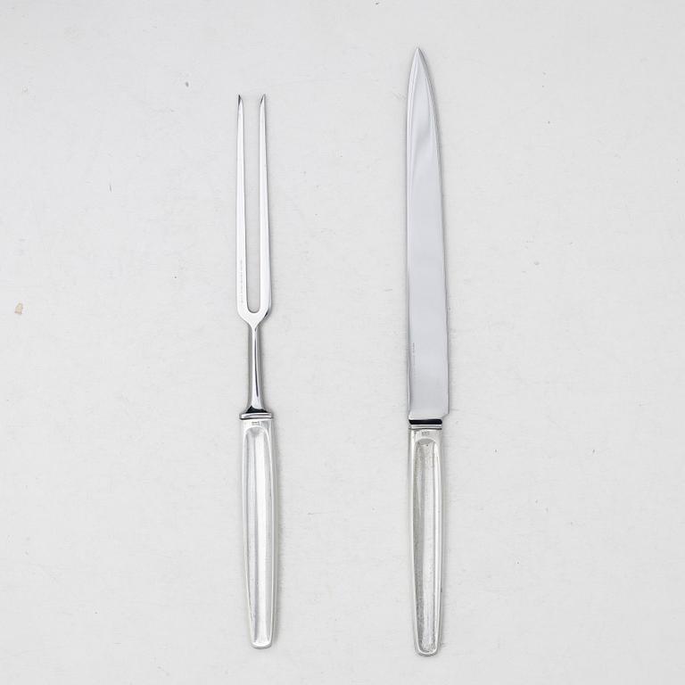 Tias Eckhoff, a pair of sterling silver carving utensils, 'Cypress', Georg Jensen, Denmark.
