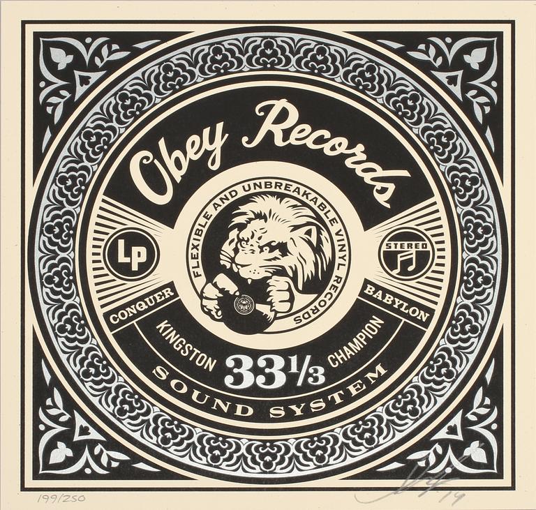 SHEPARD "OBEY" FAIREY, färgserigrafier, 4 st, signerade daterade (20)14 och numrerade 199/250.