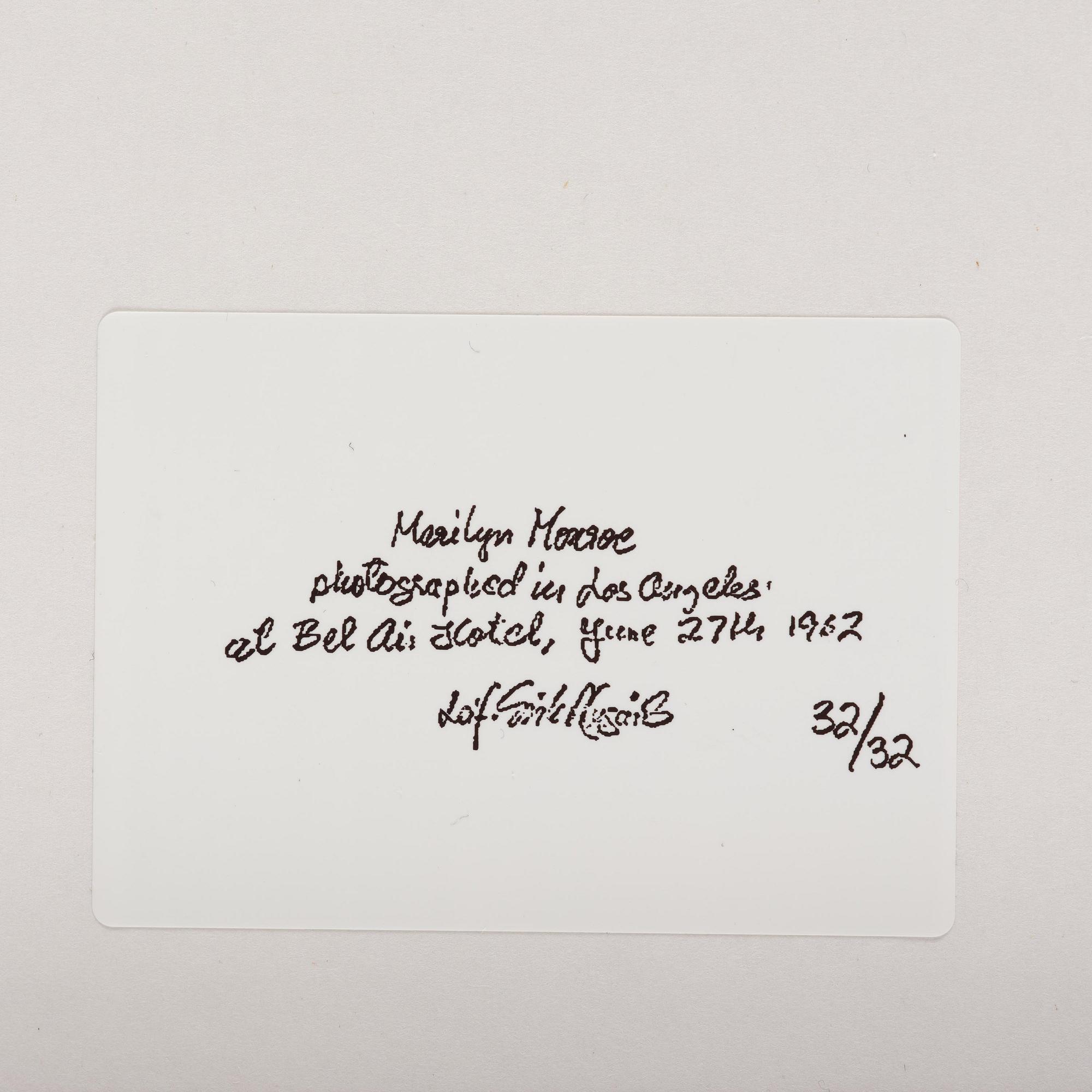 Leif-Erik Nygårds, "Marilyn Monroe photographed in Los Angeles at Bel Air Hotel, June 27th 1962".