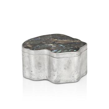 343. Estrid Ericson, a pewter lidded box with labradorite, Svenskt Tenn, Stockholm 1974.