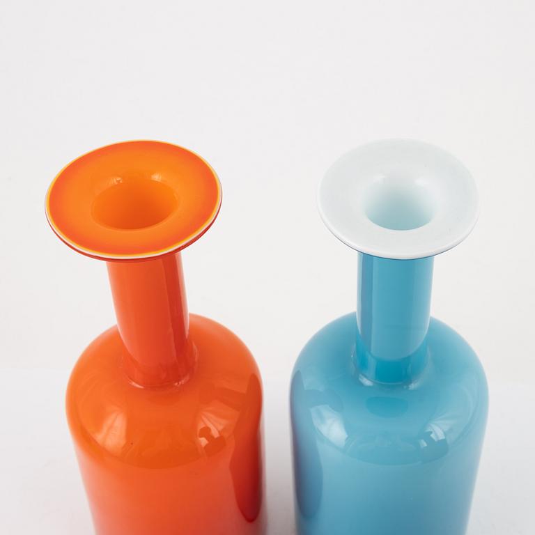 Otto Brauer, three vases, Holmgaard, Denmark, 1960's/70's.