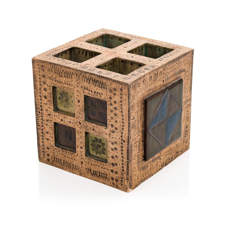 Rut Bryk, a sculpture / ceramic cube 'Chimney' signed BRYK.