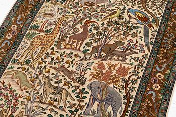 A Tabriz part silk rug, c. 145 x 100 cm.