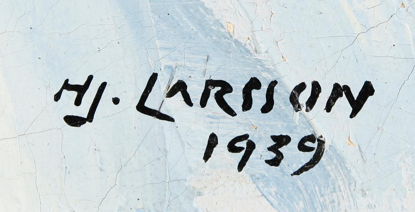 HJALMAR LARSSON, 2 st, olja på pannå, sign och dat 1939.
